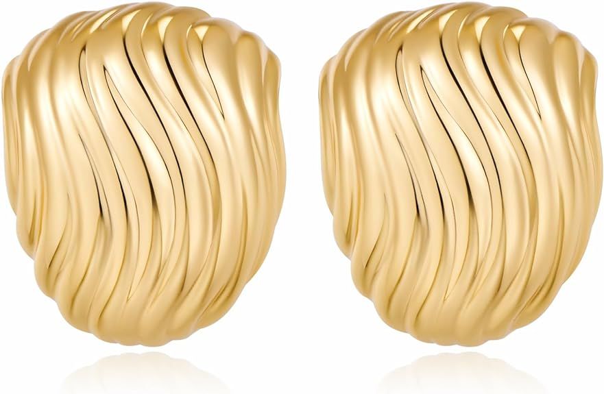 Polished Twisted Stud Earrings for Women Gold Silver Chunky Stud Earrings for Birthday Jewelry Gi... | Amazon (US)