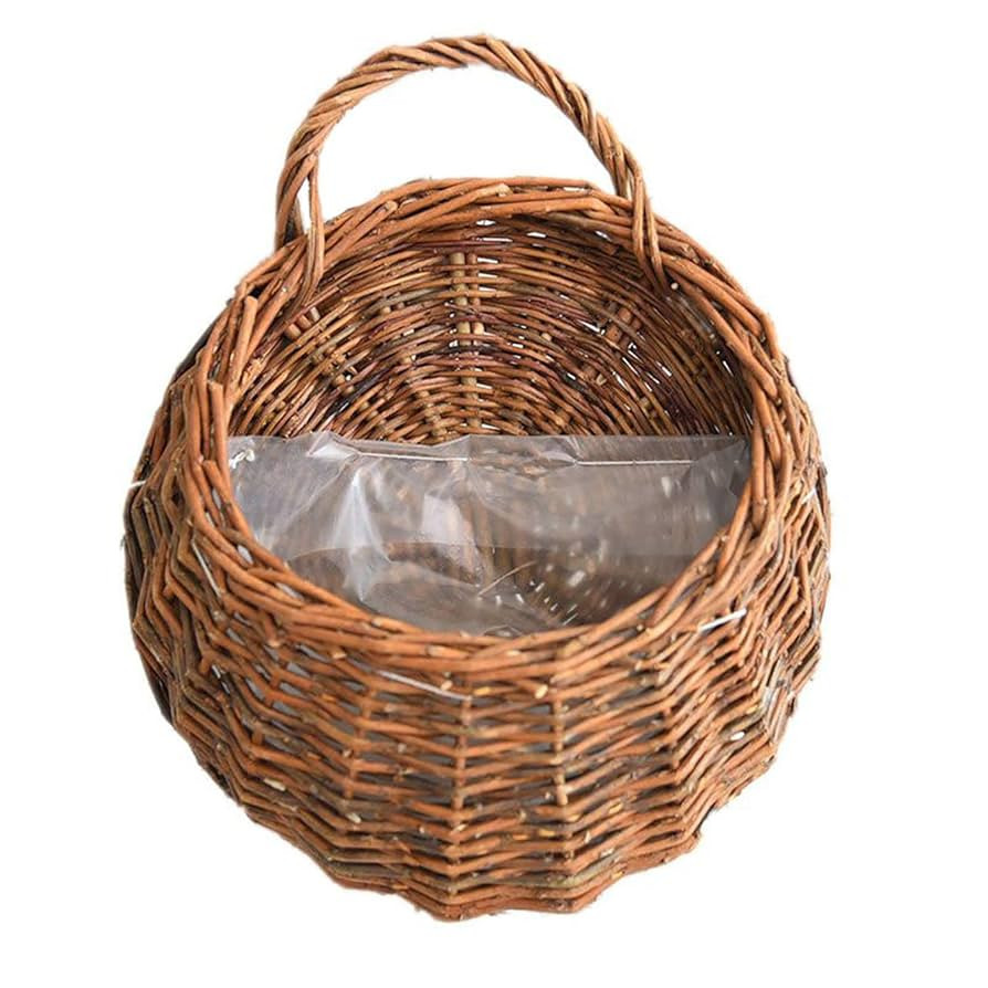 Wall Hanging Flower Basket, Handmade Wicker Hanging Basket for Plant Wall Mount Rattan Chlorophyt... | Amazon (US)