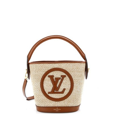 Louis Vuitton Petit Bucket NM Bag Raffia with Leather | eBay US
