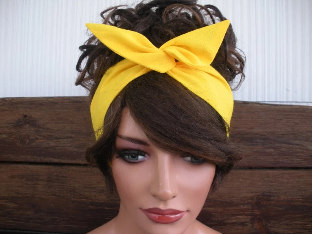 Womens Headband WIRED Dolly Bow Headband Summer Fashion Accessories Women Headscarf Bandana Yello... | Etsy (US)