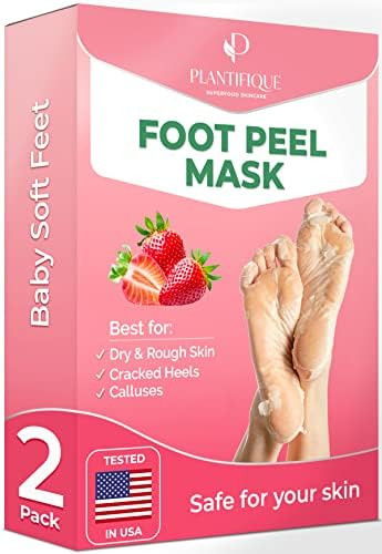 Amazon.com: Foot Peel Mask with Strawberry by Plantifique - 2 Pack Peeling Foot Mask Dermatologic... | Amazon (US)