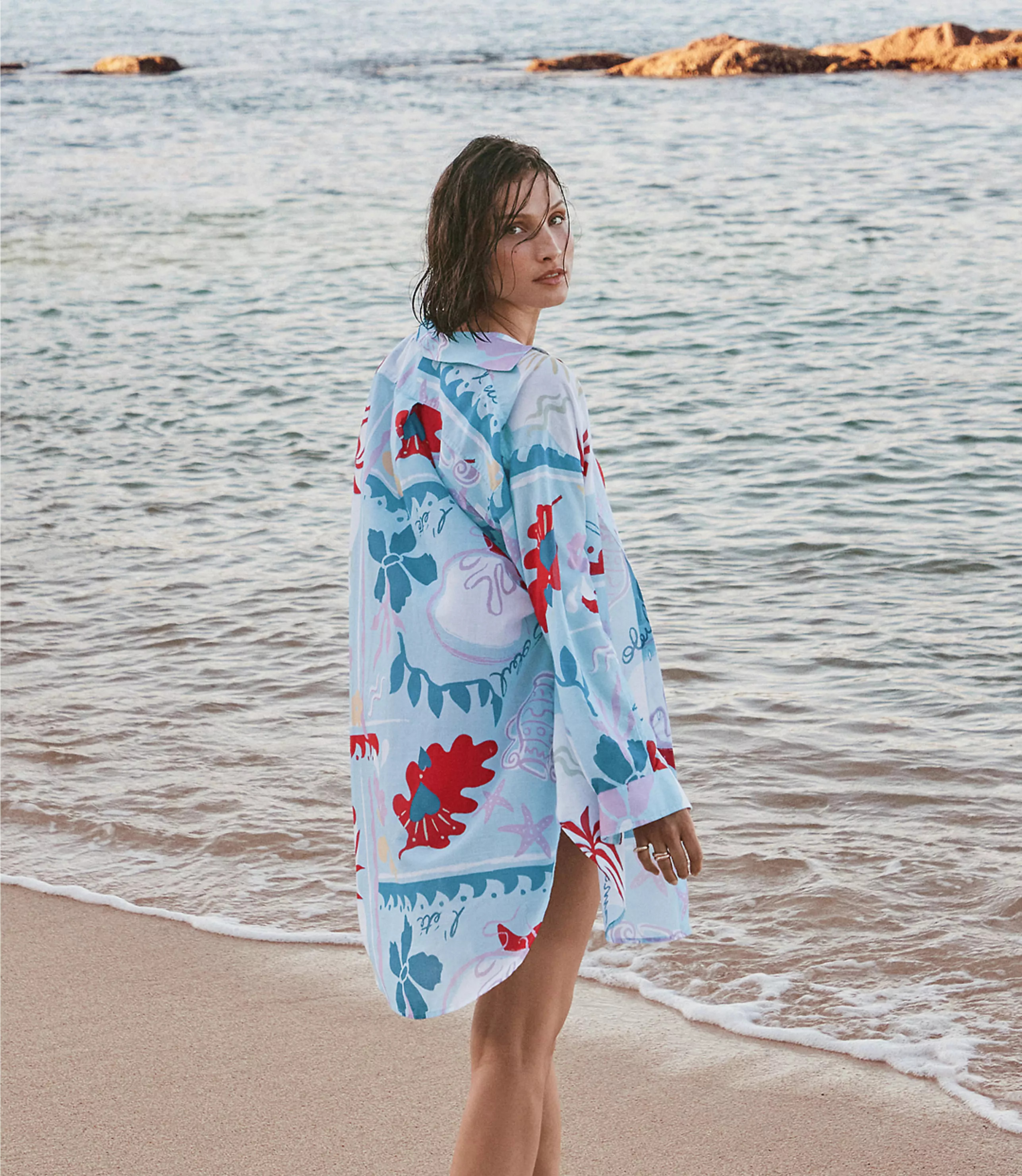 LOFT Beach Seaside Button Pocket Swimsuit Coverup | LOFT