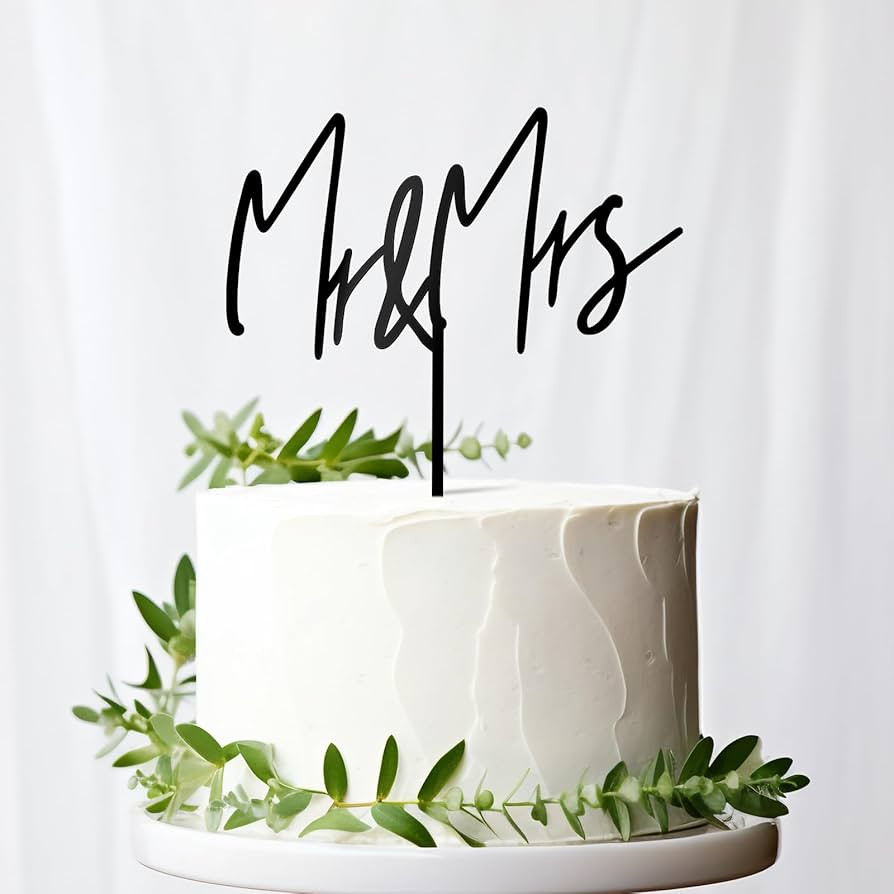 Mr & Mrs Black Wedding Cake Topper (Design 02) | Amazon (US)