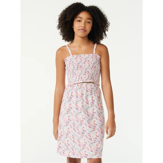 Free Assembly Girls Smocked Top and Midi Skirt, 2-Piece Set, Sizes 4-18 | Walmart (US)