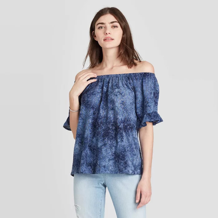Women's Flutter Short Sleeve Off the Shoulder Blouse - Knox Rose™ | Target
