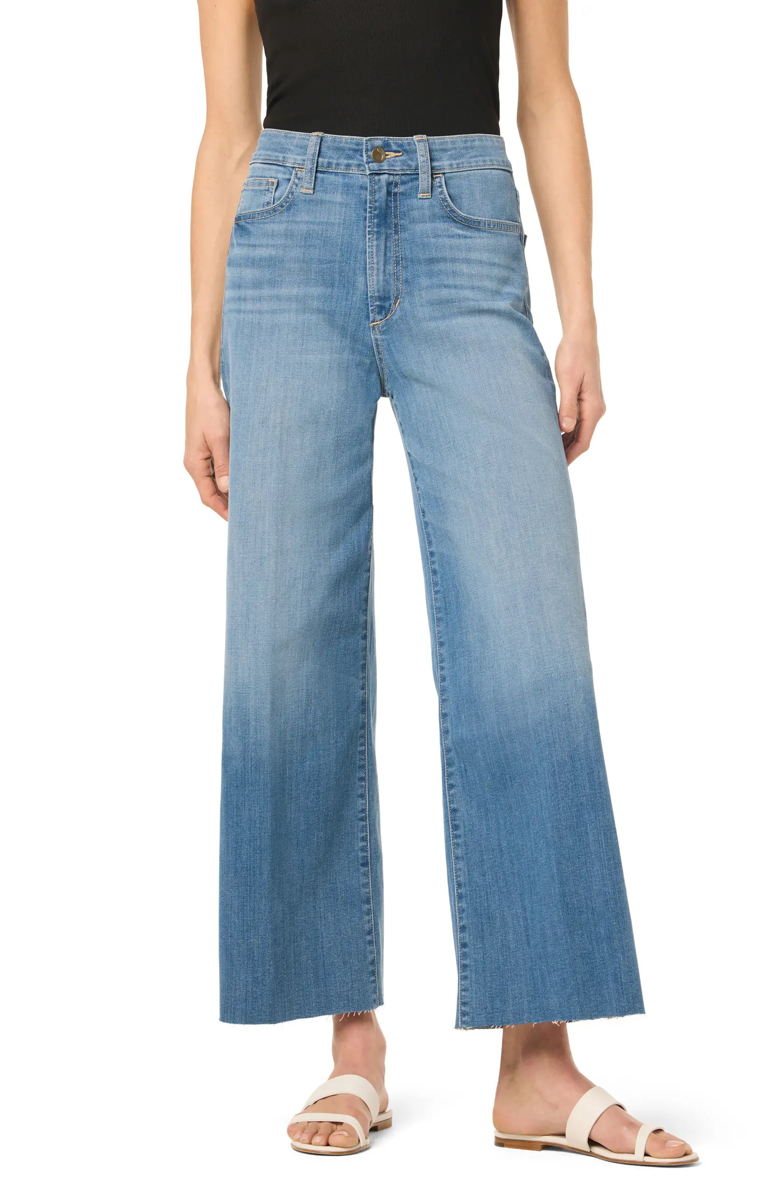 Wide Leg Ankle Crop Raw Hem Jeans | Nordstrom Rack