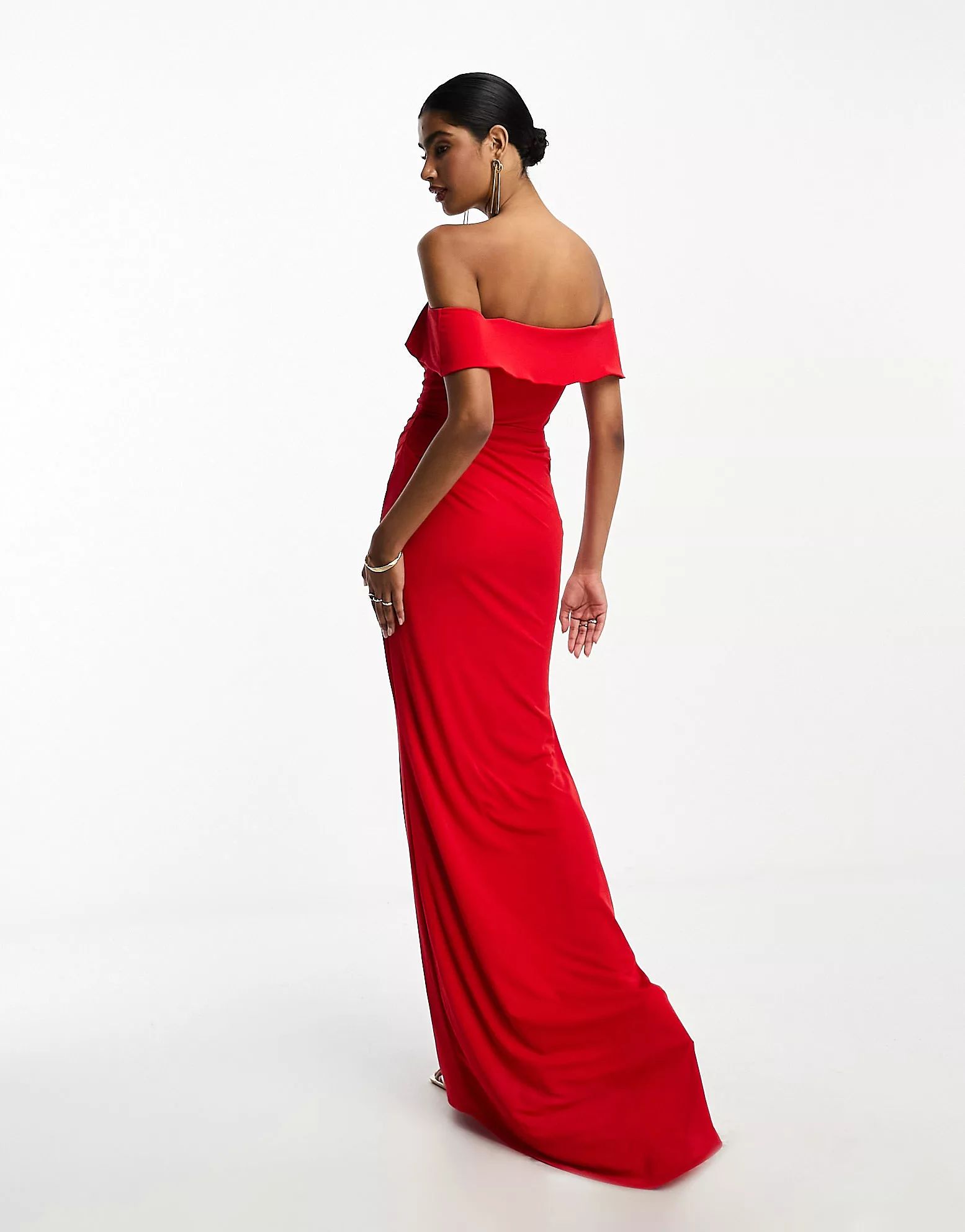 ASOS DESIGN bardot premium maxi dress in red | ASOS | ASOS (Global)