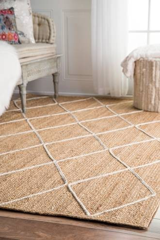 Rugs USA Natural Maui Jute Braided Trellis rug - Jute & Sisal Rectangle 9' x 12' | Rugs USA