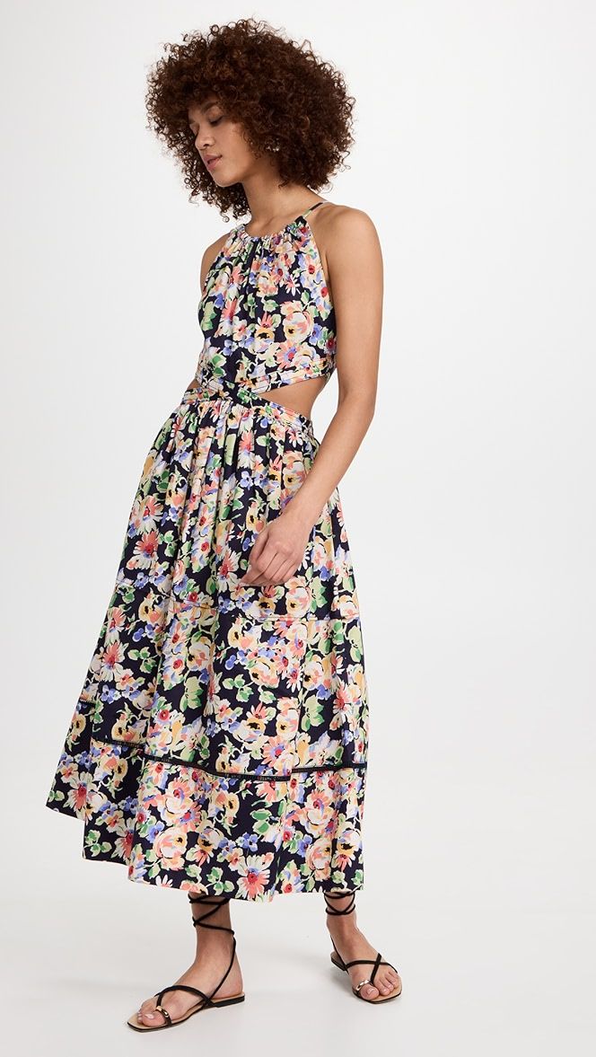 Floral Cut Out Midi Dress | Shopbop