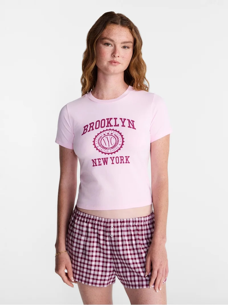 No Boundaries Sleep Tee with Short Sleeves, Women's XS-XXL | Walmart (US)