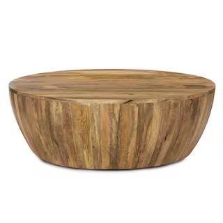 Poly and Bark Goa 36 in. Natural Medium Round Wood Coffee Table HD-LR-571-NAT | The Home Depot