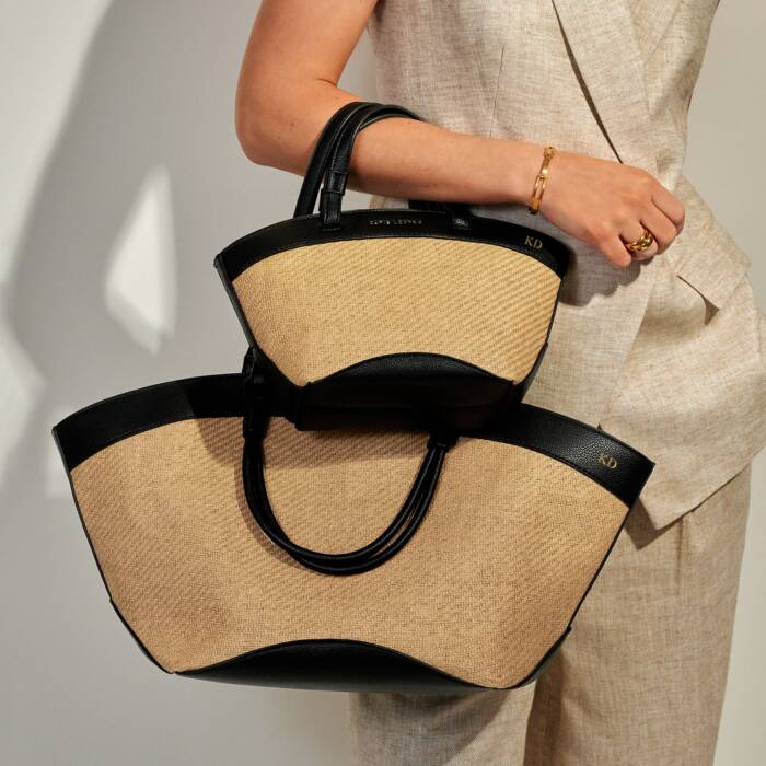 Riviera Raffia Mini Tote Bag in Black | Katie Loxton Ltd. (UK)