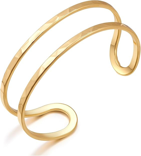 Open Bangle Gold Wide Cuff-Bracelets for Women Jewelry Gifts | Amazon (US)