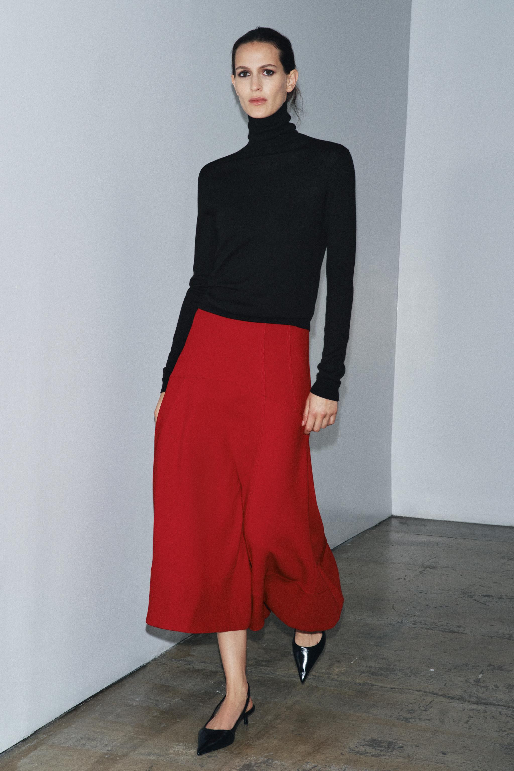 ZW COLLECTION CAPE MIDI SKIRT | Zara US