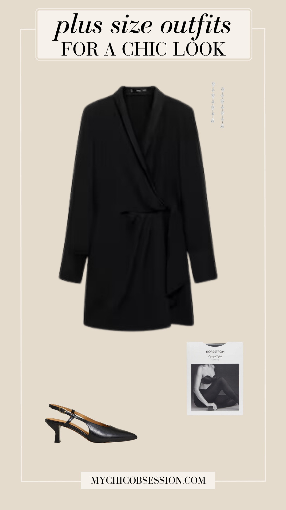 Style a little black wrap dress with sheer black tights and slingback heels for the perfect holiday outfit.

#LTKPlusSize #LTKSeasonal #LTKHoliday