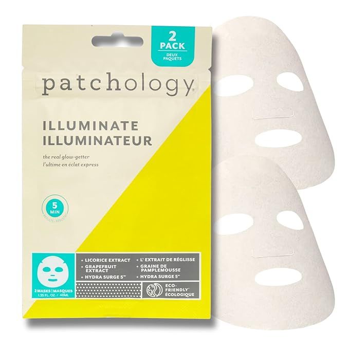 Patchology Brightening Face Masks with Vitamin C - Men & Women Face Masks Skin Care Sheet for Ski... | Amazon (US)