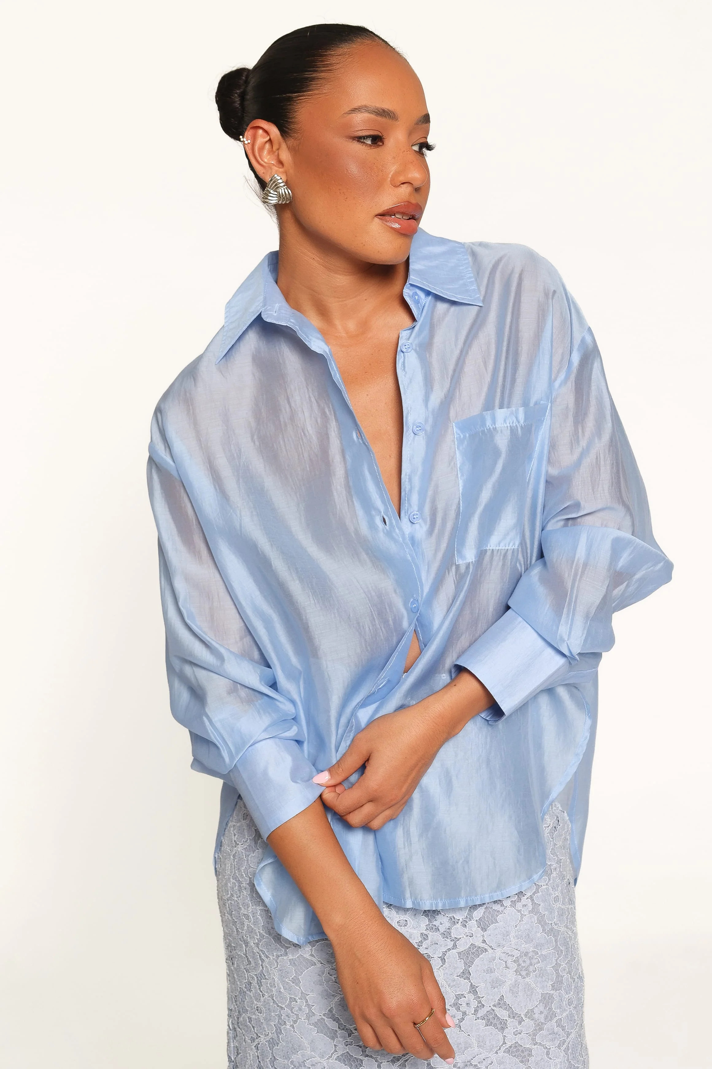 Alvine Sheer Shirt - Sky Blue | Petal & Pup (AU)