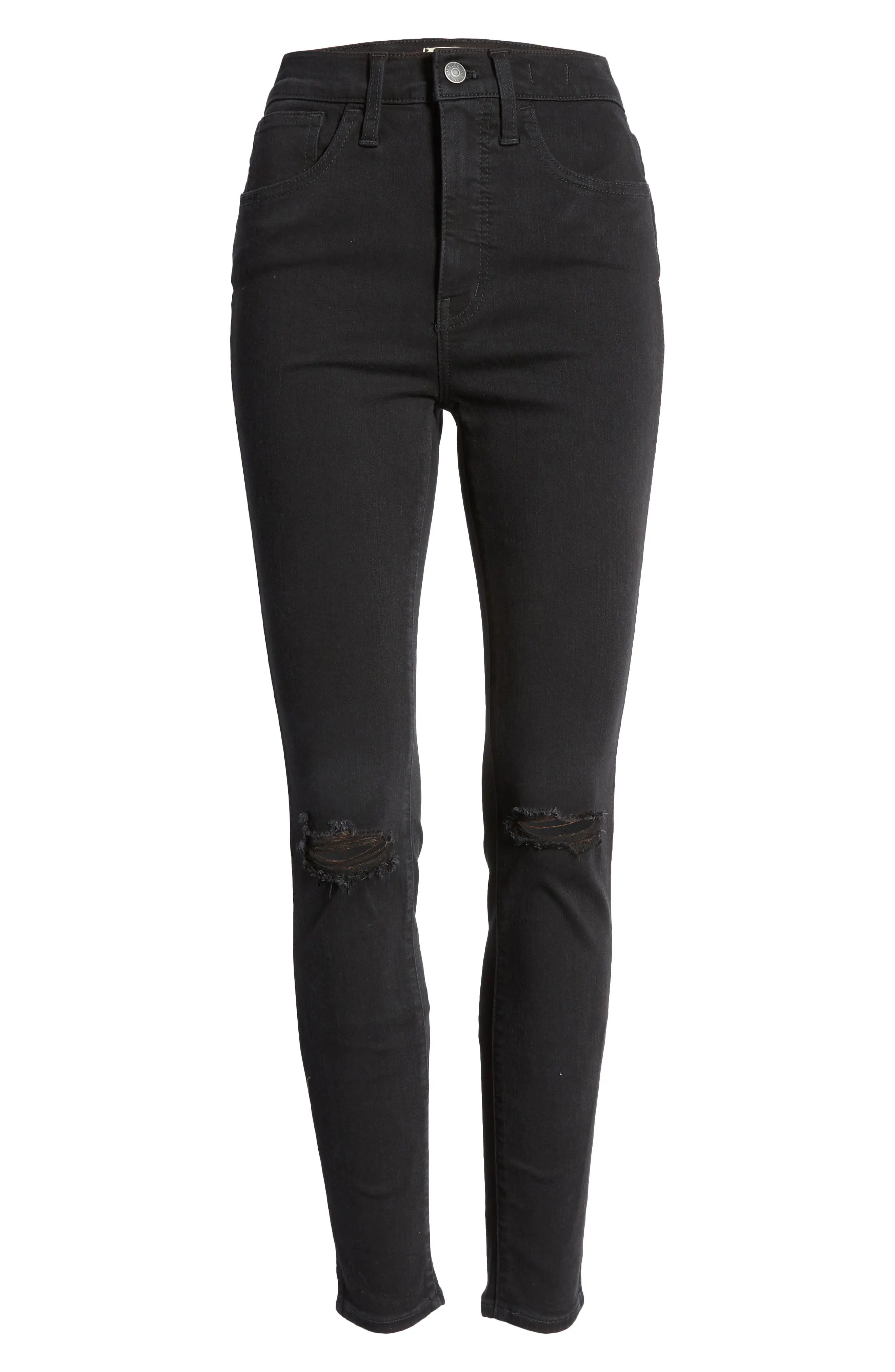Madewell Roadtripper Ripped High Waist Skinny Jeans, Size 27 in Davie Wash at Nordstrom | Nordstrom