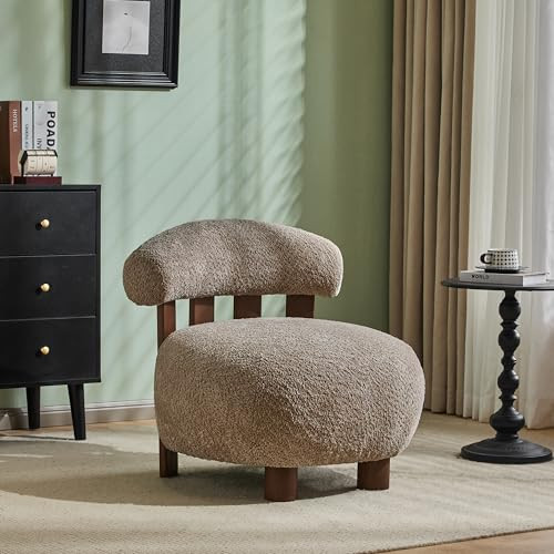 Christopher Knight Home Elvina Boucle Fabric Accent Chair, Solid Wood Single Lounge Sofa, Bedroom... | Amazon (US)