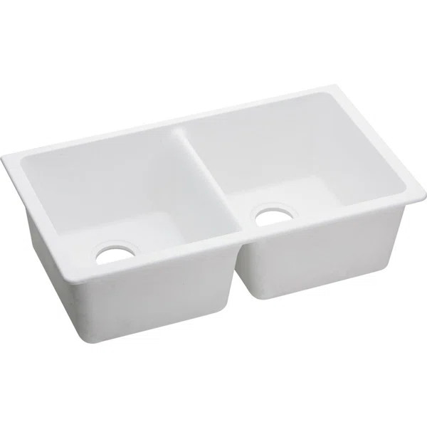 ELGU3322WH0 Quartz Classic 33" L x 19" W Double Basin Undermount Kitchen Sink | Wayfair North America