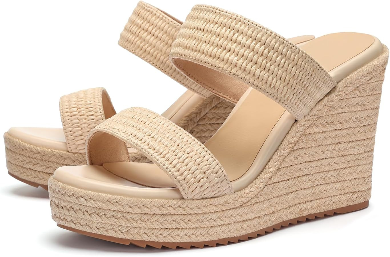 VICKI\u00b7VICKI Women's Wedge Sandals Wedges Heels Espadrilles,Slip on Open Toe Platform Summer ... | Amazon (US)