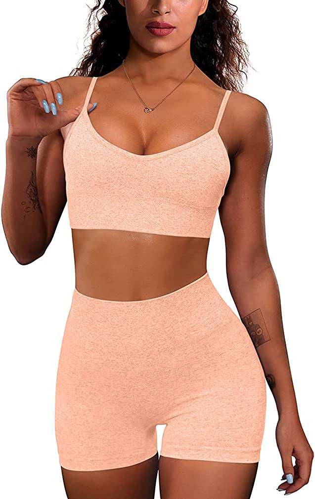 OQQ Yoga Outfit for Women Seamless 2 Piece Workout Gym High Waist Leggings with Sport Bra Set | Amazon (US)