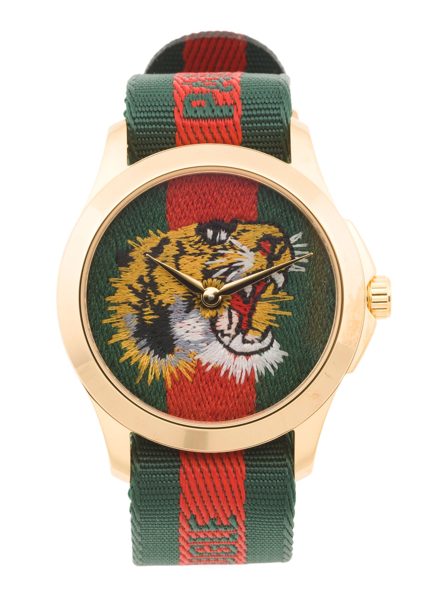 Swiss Made G Timeless Embroidered Tiger Stripe Strap Watch | TJ Maxx