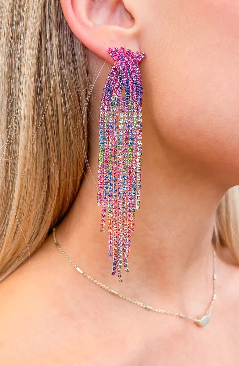 Better off Alone Multicolor Rhinestone Dangling Earring | Apricot Lane Boutique