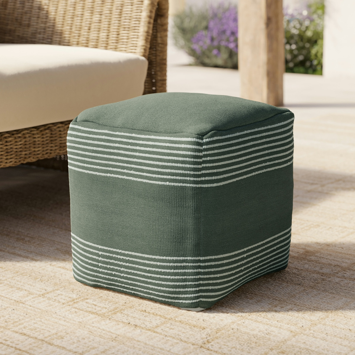 Mika 16" Indoor/Outdoor Pouf - Sea Green | Article