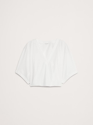 Oversized Cotton Poplin Cropped Top | Banana Republic (US)