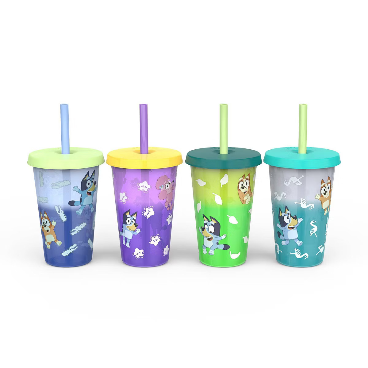 Zak Designs 4pk 16.5 fl oz Plastic Bluey Straw Tumbler Set | Target