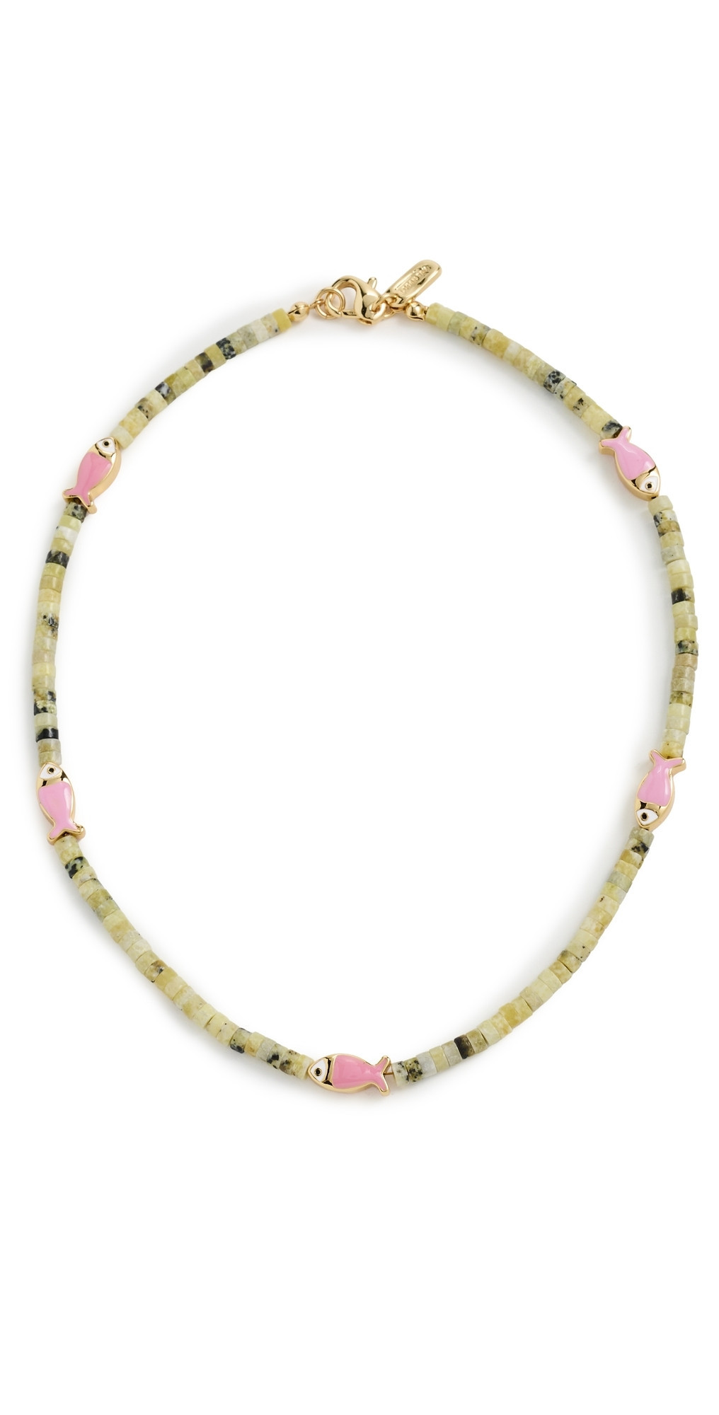 Logan Tay Green and Pink Fish Beaded Necklace Green One Size | Shopbop