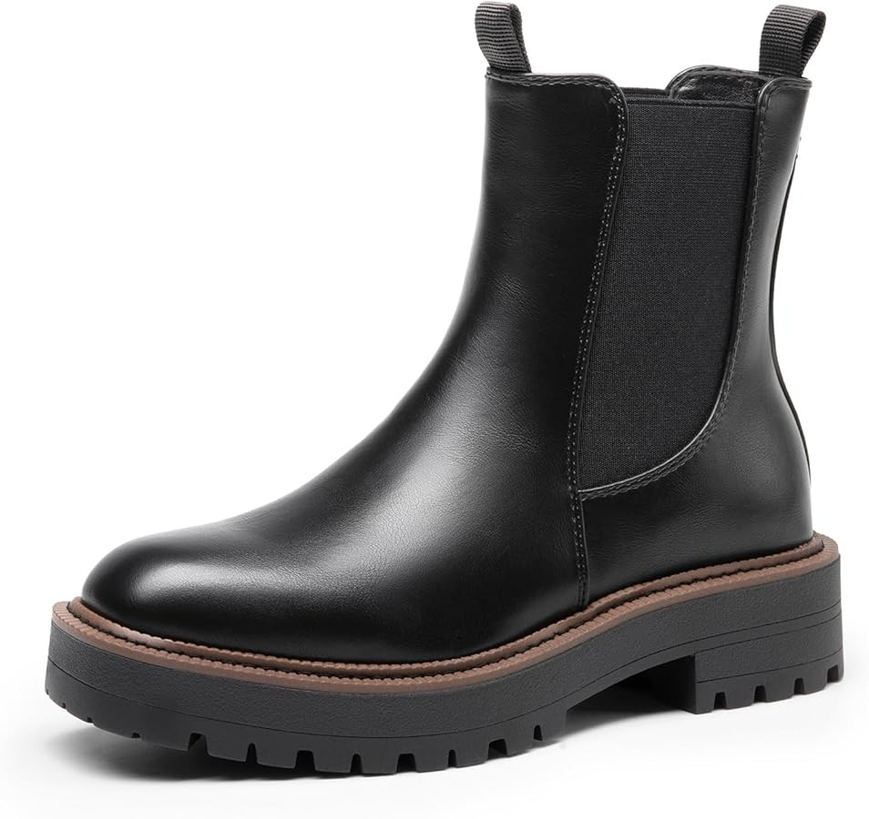 DREAM PAIRS Women's Chelsea Ankle Boots Square Toe Fashion Low Heel Lug Sole Platform Fall Bootie... | Amazon (US)