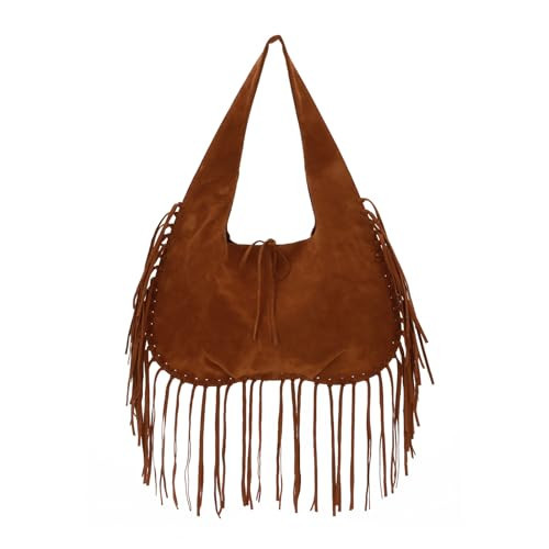 Emprier vintage Fringe Shoulder Bags for Women Western Hobo Handbags Vegan Faux Suede Leather Tassel Purse | Amazon (US)
