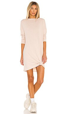 Mina Lisa Sweater Knit V Beck Lounge Dress in Beige from Revolve.com | Revolve Clothing (Global)