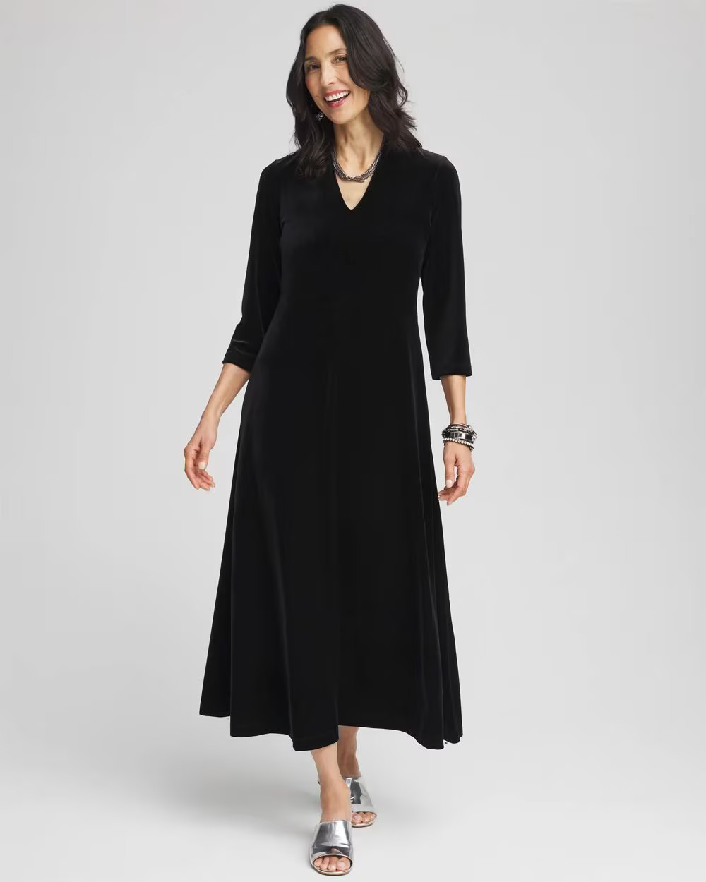 V-Neck Velour Midi Dress | Chico's