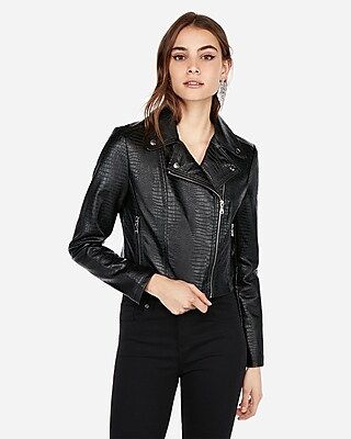 Embossed Cropped (minus The) Leather Jacket | Express