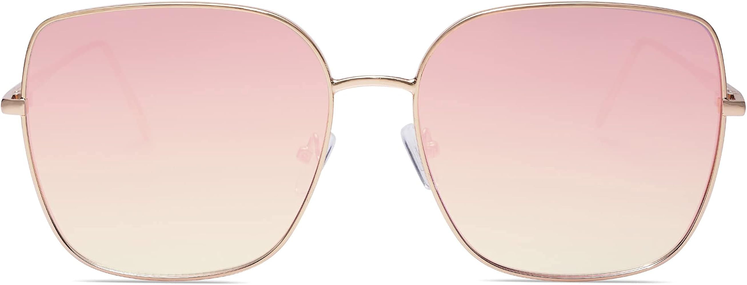 SOJOS Trendy Oversized Square Sunglasses for Women Men Flat Mirrored Lens Shield Eternal SJ1146 | Amazon (US)