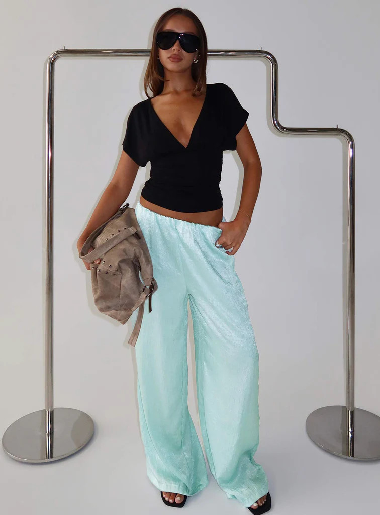Salona Satin Straight Leg Pants Jelly Mint | Princess Polly US