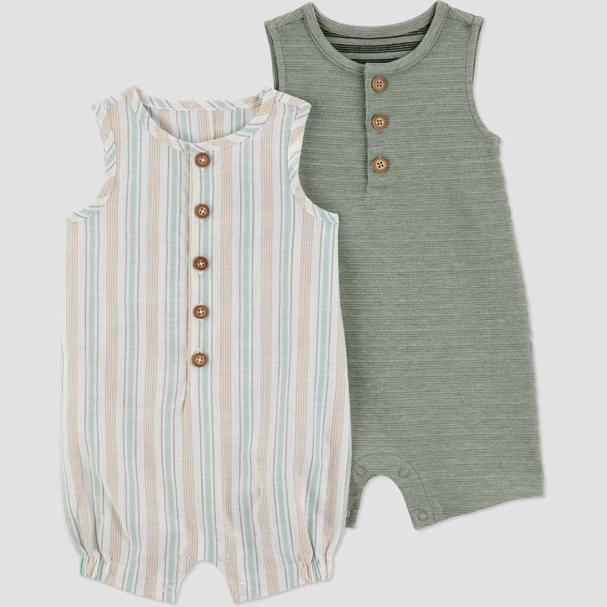 Carter's Just One You®️ Baby Boys' Striped 2pk Romper Set - Green Newborn | Target
