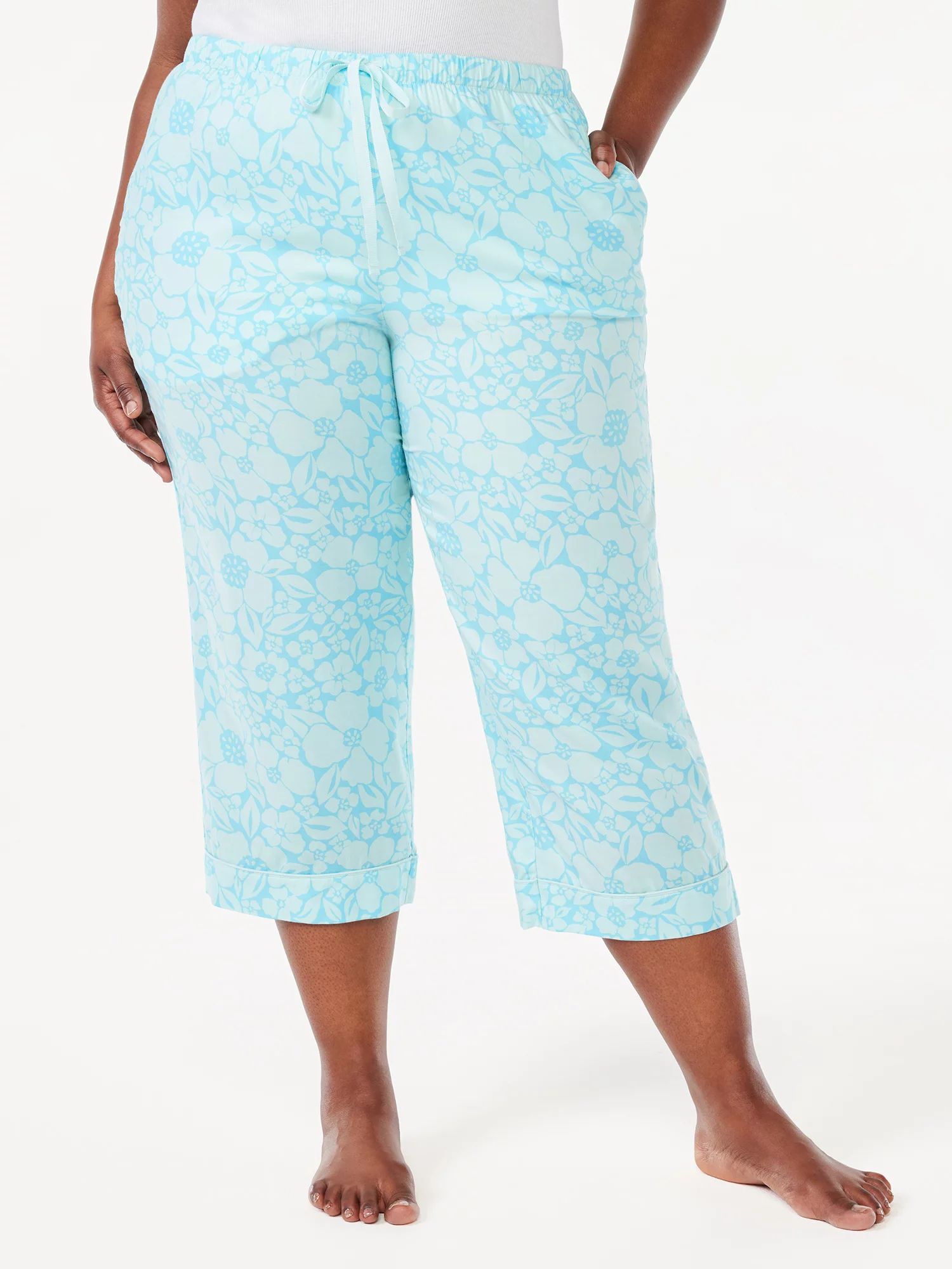 Joyspun Women's Woven Cropped Pajama Pants, Sizes S to 3X | Walmart (US)