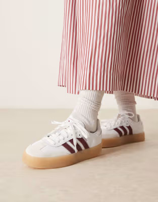 adidas Originals Sambae sneakers in white and burgundy | ASOS (Global)