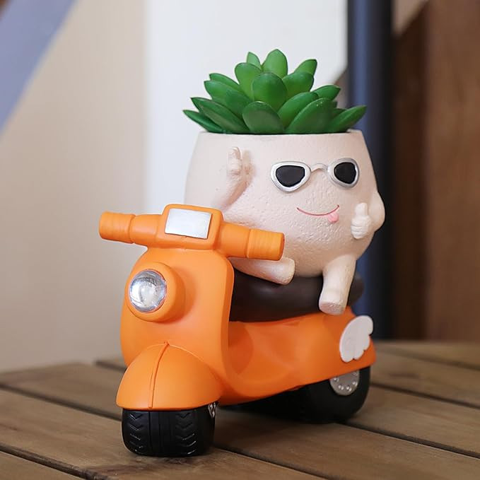 Funny Face Planter Pots for Plants Unique Cute Motorcycle Plant Pots Flower Succulents Planters Q... | Amazon (US)