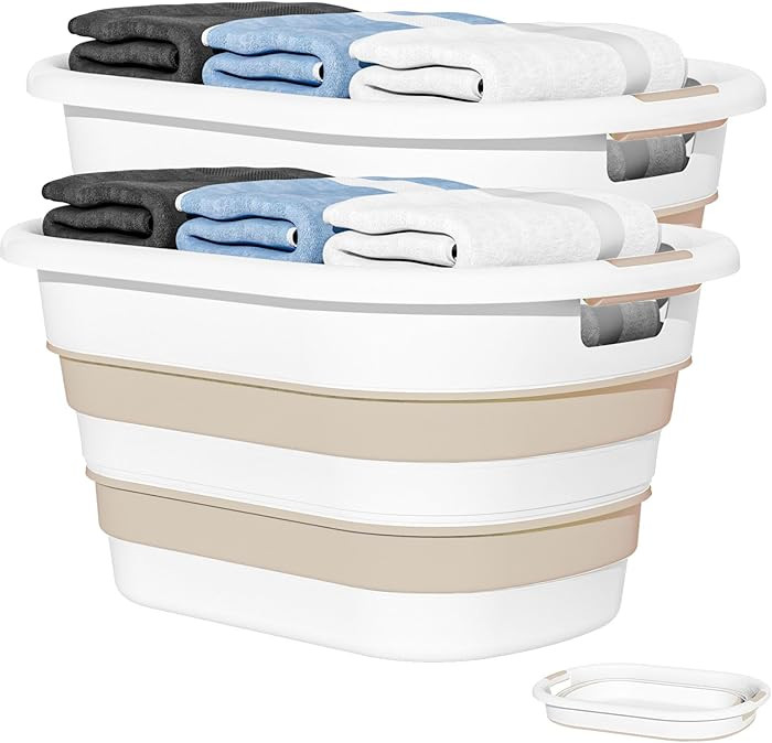 Cestas de lavandería plegables de plástico de 43L (11.5 galones), cesto de ropa sucia emergente... | Amazon (US)