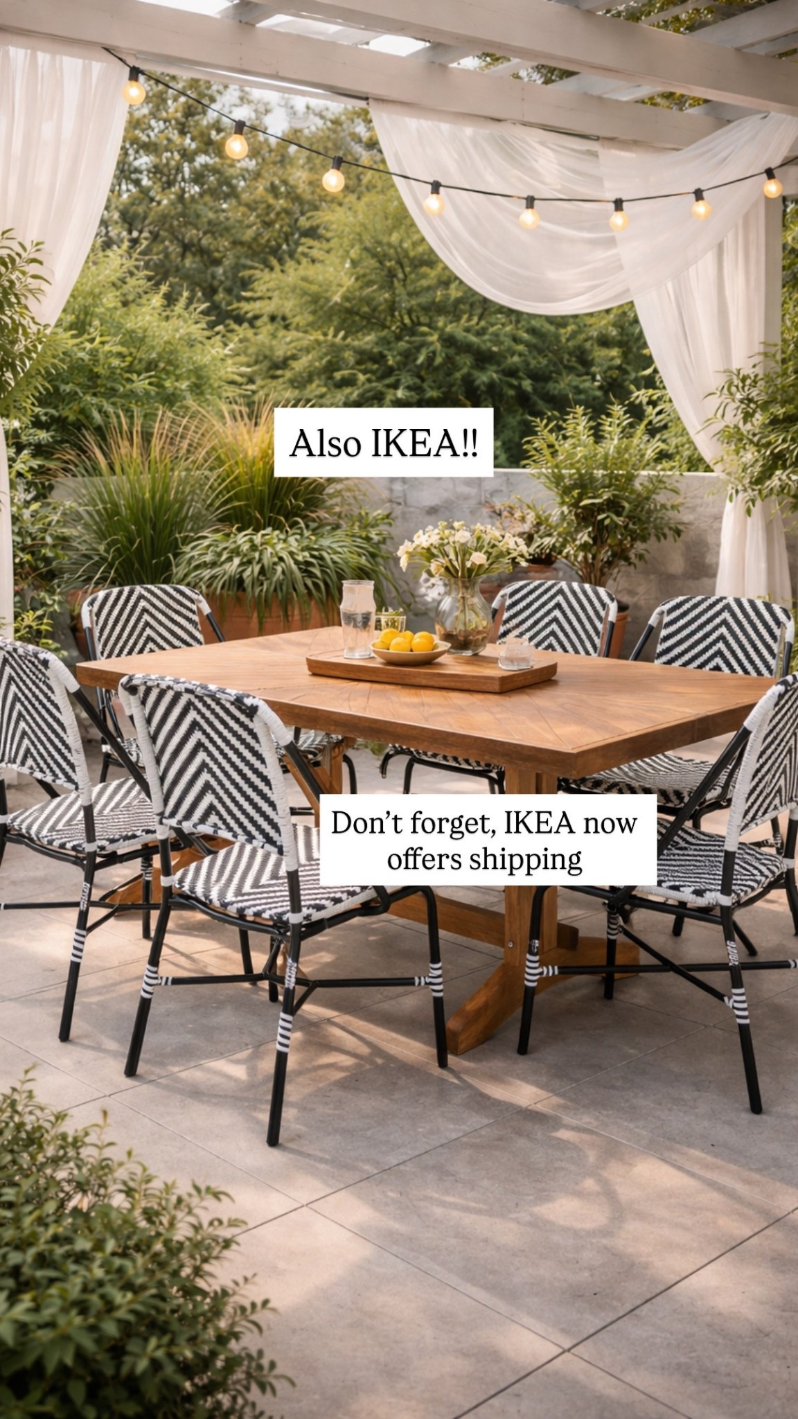 Love this outdoor dining set from IKEA the bistro chairs look just like Serena and Lily. IKEA now offers shipping!

Outdoor dining outdoor chairs, outdoor dining chairs, outdoor dining table look for less