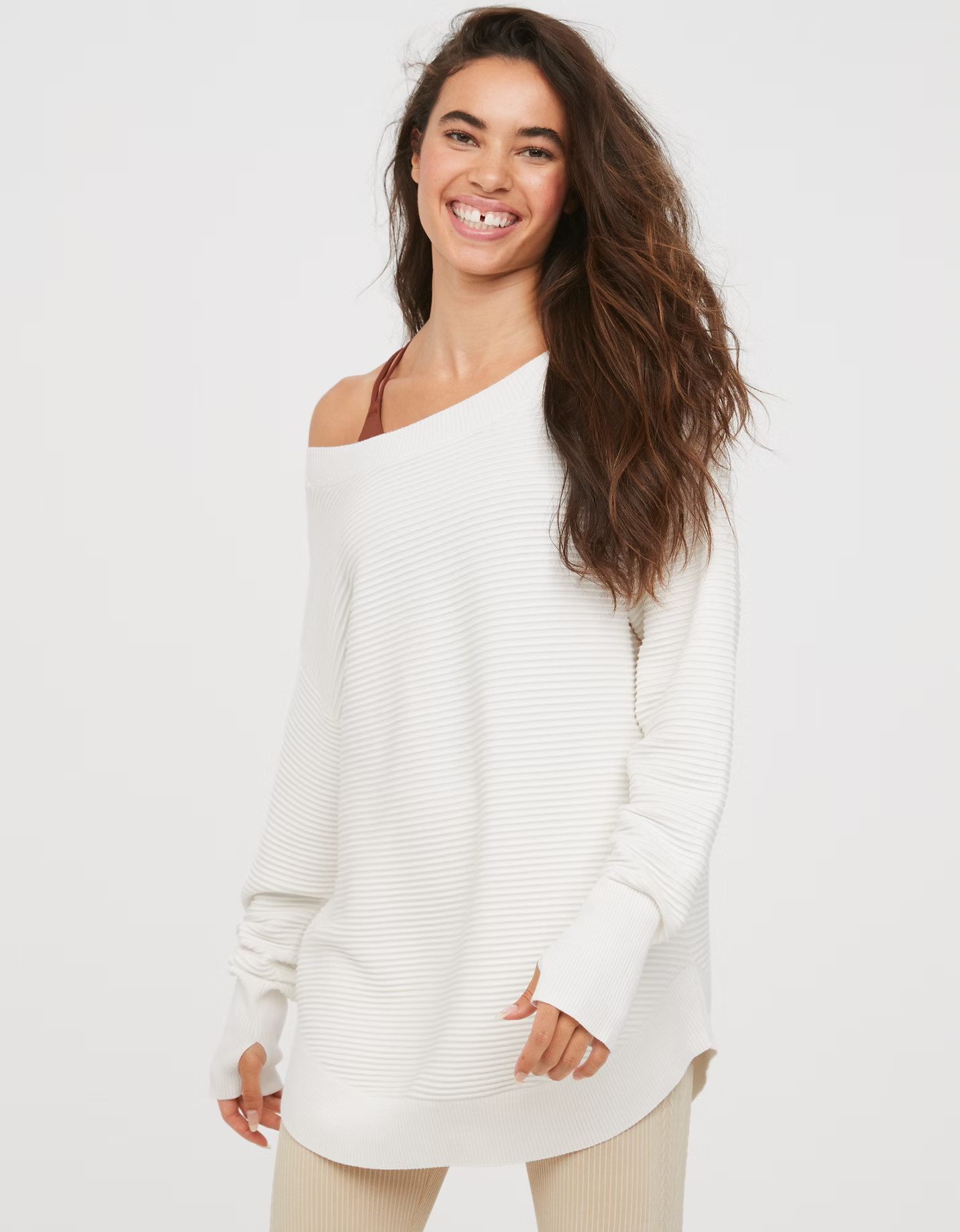 OFFLINE by Aerie Home Stretch Off The Shoulder Sweater | Aerie
