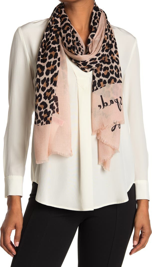 KATE SPADE NEW YORK leopard print oblong scarf | Nordstromrack | Nordstrom Rack