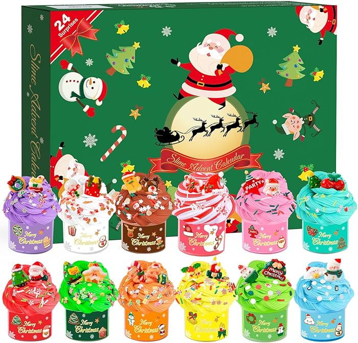 Advent Calendar 2025,Christmas Countdown 24 Days Advent Calendars,Non-Sticky and Safe Slime Kit,U... | Amazon (US)