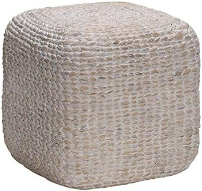 Abington Lane Square Water Hyacinth Ottoman - Wash White Finish - High Quaility Home Decor Piece ... | Amazon (US)