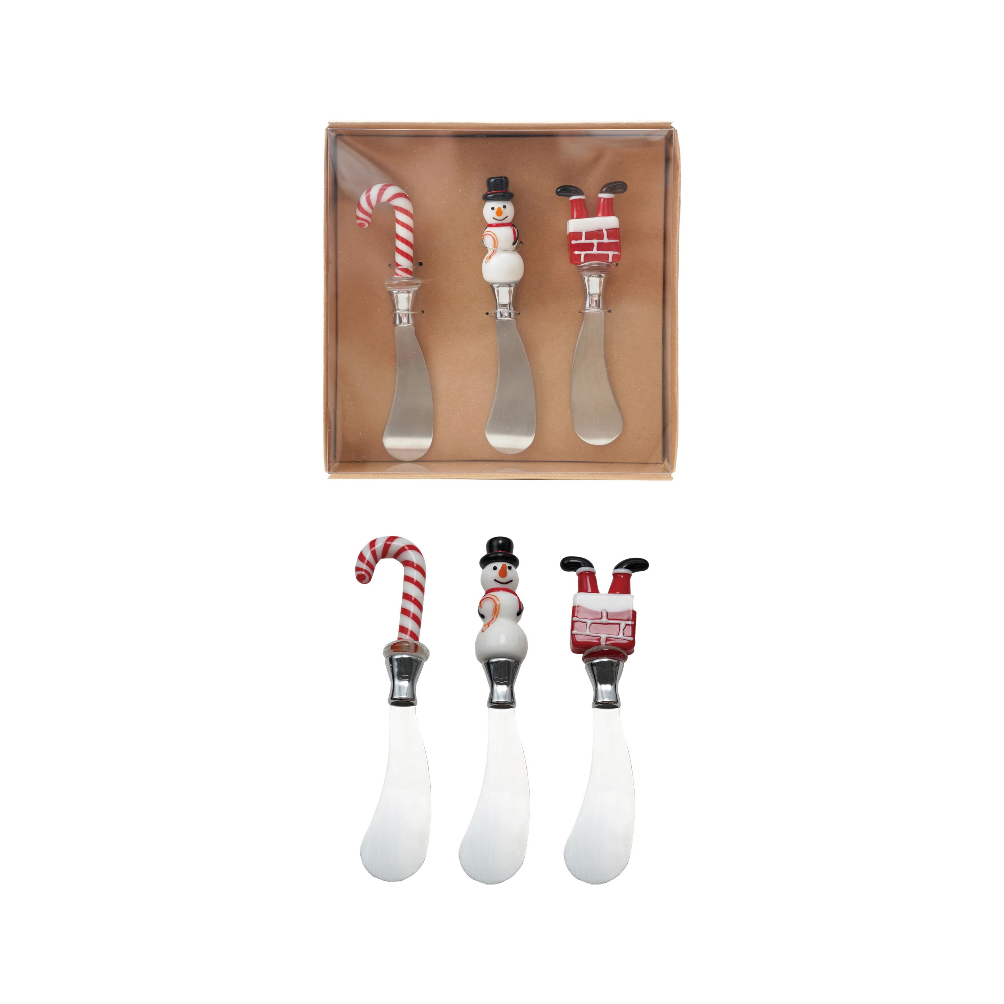 3-Piece Stainless Steel Canape Knives With Glass Holiday Icon Handle | Wayfair North America
